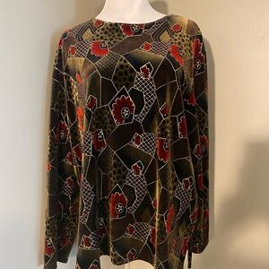N Touch Sz XL Elegant Floral Patterned Women's Blouse